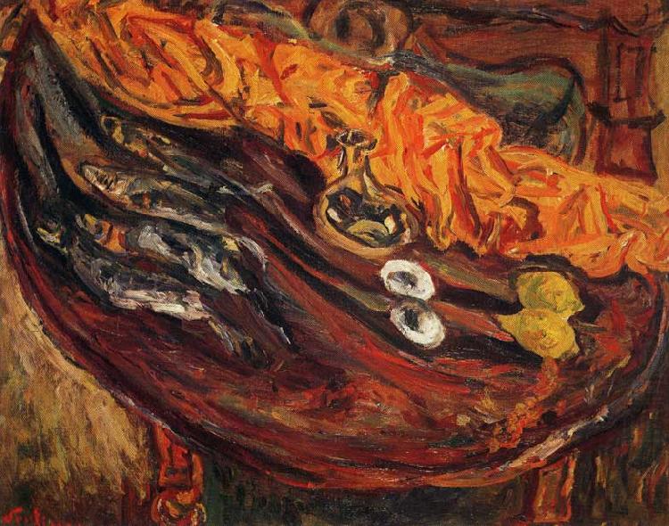 Still Life with Fish, Eggs and Lemons, Chaim Soutine